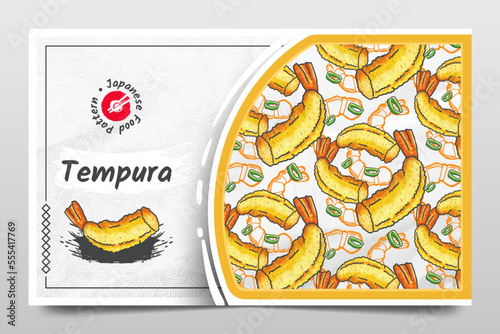 Hand Drawn Tempura as Japanese Food Pattern