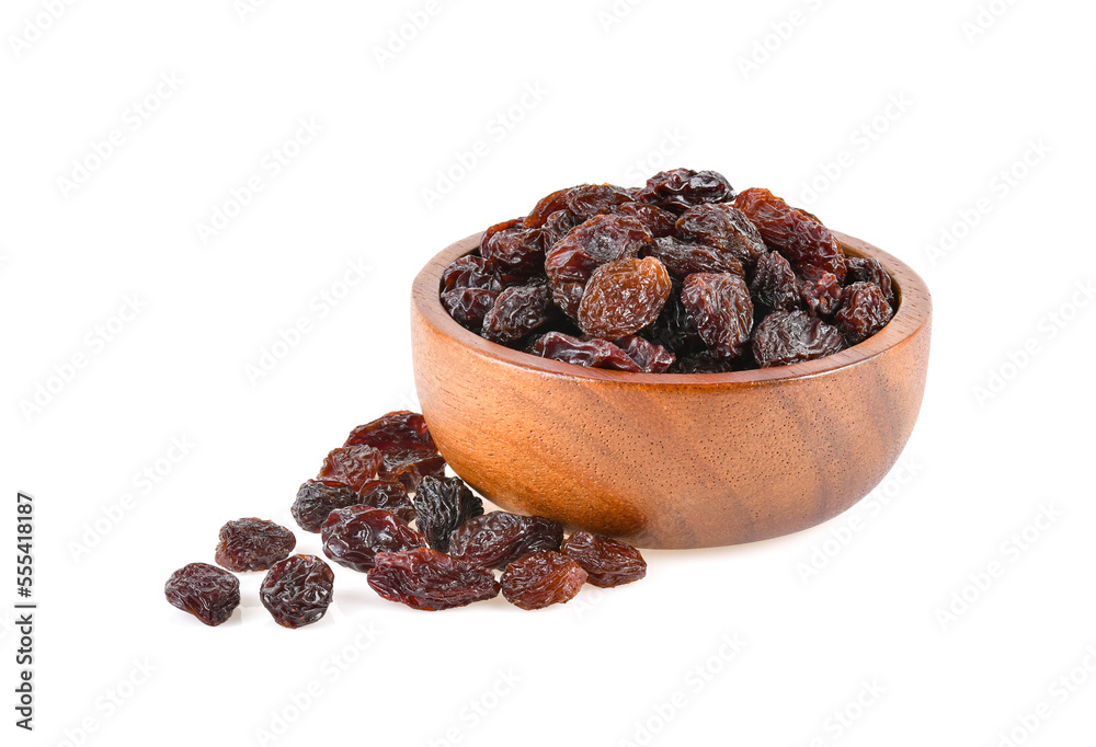Dried raisins in bowl isolated on white background Dried raisins in bowl isolated on white background