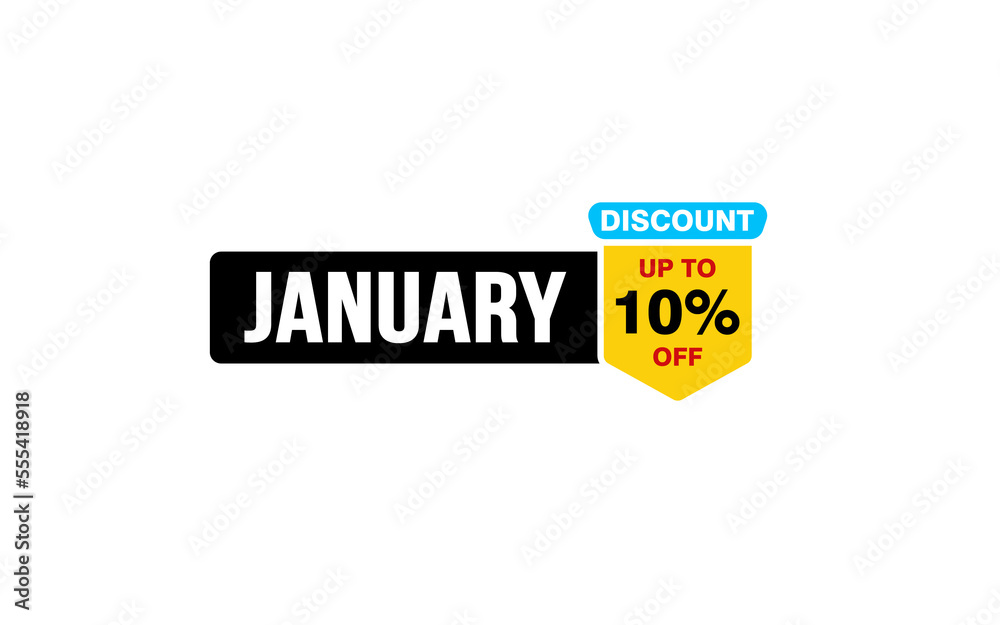 10 Percent JANUARY discount offer, clearance, promotion banner layout with sticker style. 10 Percent JANUARY discount offer, clearance, promotion banner layout with sticker style.