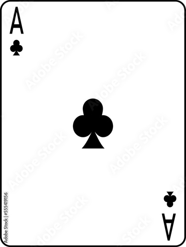 Ace of clubs. A deck of poker cards.