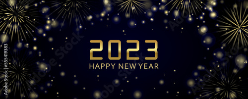 happy new year 2023 greeting card golden firework