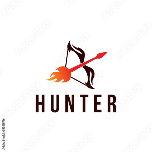 Archery sport hunter fire archer logo design