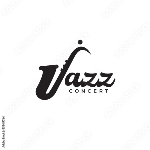 Jazz concert logo incorporated with saxophone form J letter