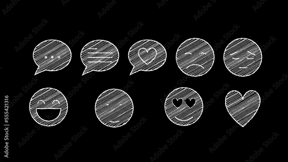 9 Emojis Animated Chalkboard Icons Overlay Stock Template Adobe Stock