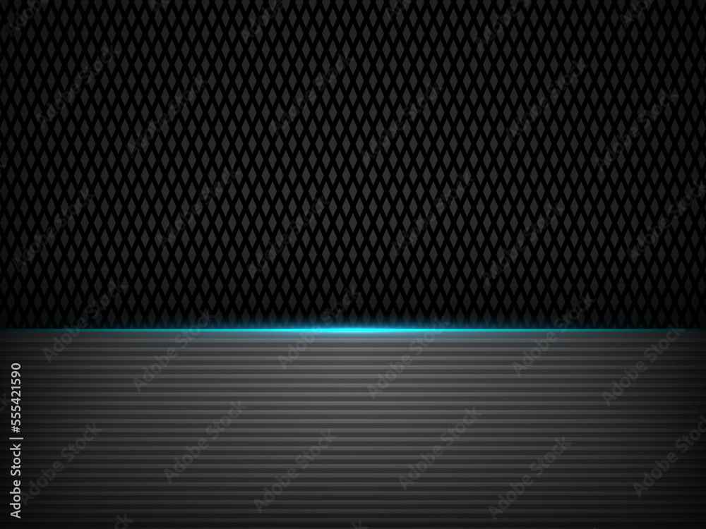 Obraz premium dark wall abstract background with realistic line pattern and blue glow effect