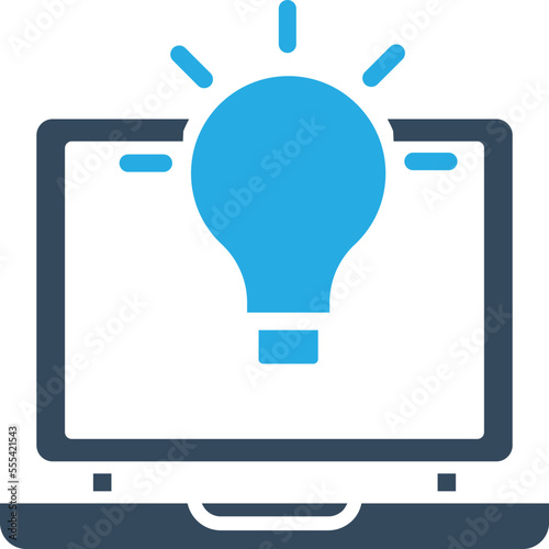 Thoughtful laptop Vector Icon
