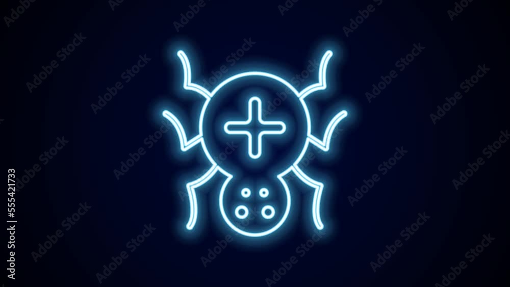 Glowing neon line Spider icon isolated on black background. Happy Halloween party. 4K Video motion graphic animation Glowing neon line Spider icon isolated on black background. Happy Halloween party. 4K Video motion graphic animation