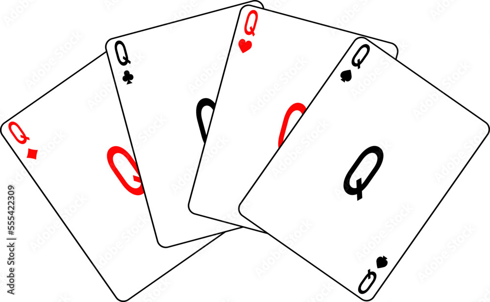 Queen cards of different suits are fanned out.Queen cards of different suits are fanned out. Queen cards of different suits are fanned out.Queen cards of different suits are fanned out.
