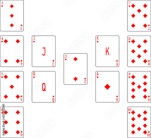 Playing cards. Red tambourines. Leisure. Vector illustration.