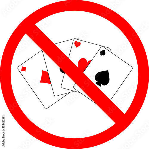 Ban on playing cards. Set of card suits.