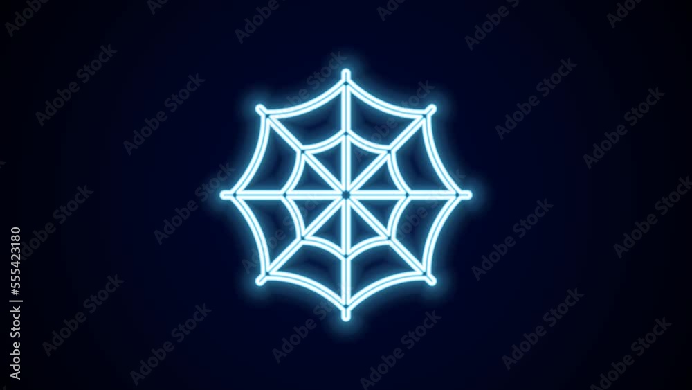 Glowing neon line Spider web icon isolated on black background. Cobweb sign. Happy Halloween party. 4K Video motion graphic animation Glowing neon line Spider web icon isolated on black background. Cobweb sign. Happy Halloween party. 4K Video motion graphic animation