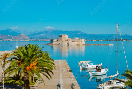 port of Nafplio and Bourtzi castle, Greece