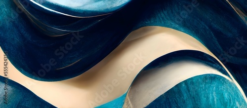 Abstract with blue waves background. Luxury wallpaper design for prints. Arts for home decoration, cover and packaging design.