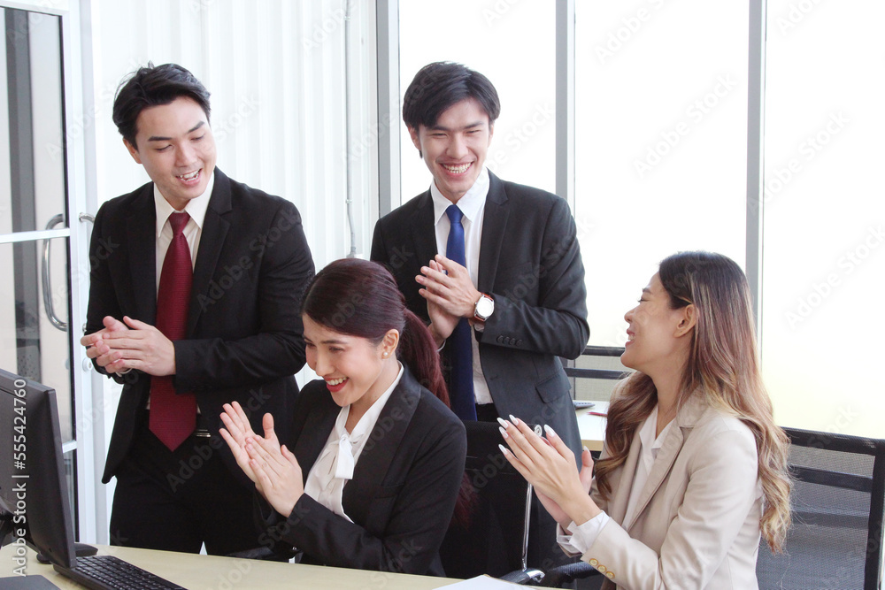 business people clapping their hands Glad to work successfully. Business concept. business people clapping their hands Glad to work successfully. Business concept.
