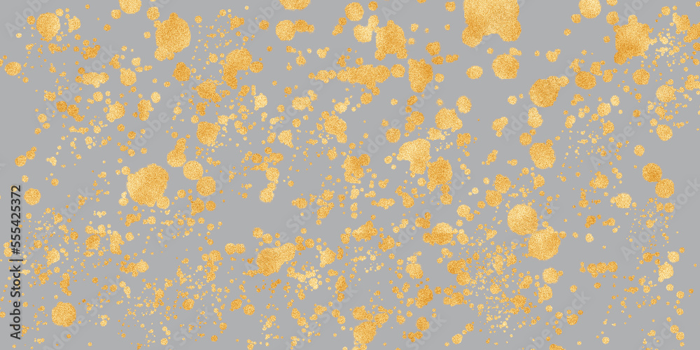 gold drops on gray background. abstract background