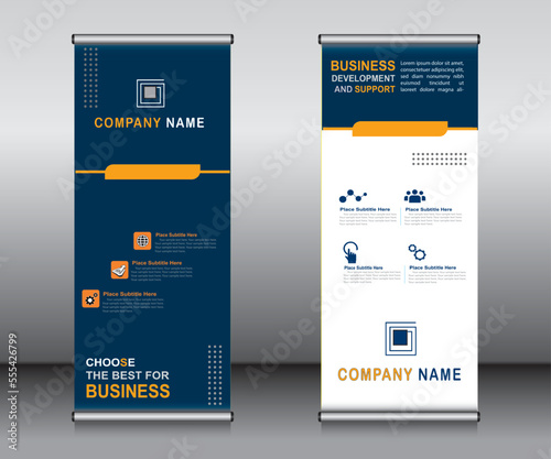 Roll up banner template design,banner layout, advertisement, pull up, polygon background.