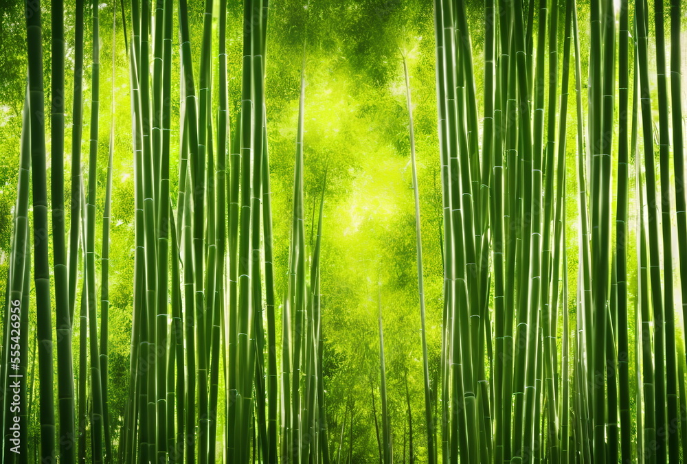 Fototapeta premium Illustration of bamboo forest, generative ai