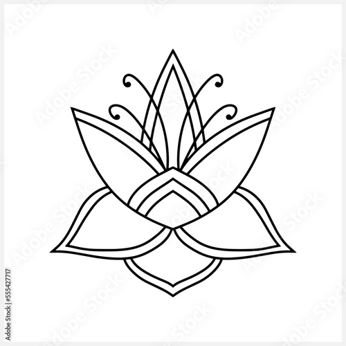 Lotus flower icon isolated. Sketch clip art. Doodle engraving Vector stock illustration. EPS 10