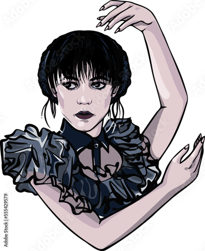 dance of a girl with pigtails
