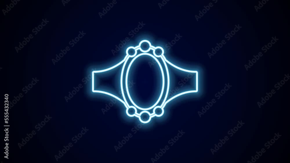Glowing neon line Diamond engagement ring icon isolated on black background. 4K Video motion graphic animation Glowing neon line Diamond engagement ring icon isolated on black background. 4K Video motion graphic animation