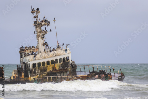 Old shipwreck along Skeleton Coast in Namibia