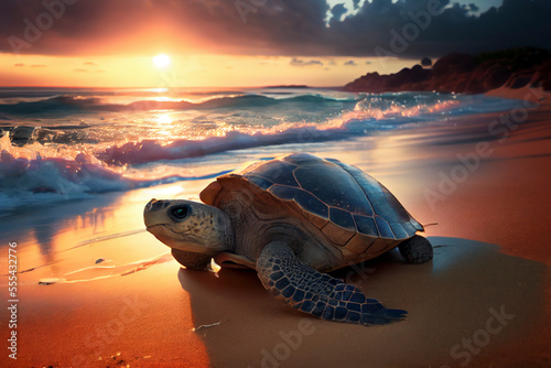 Schildkröte am Strand, Generative KI