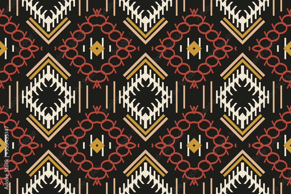 Ethnic Pattern. Ikat Seamless folk embroidery,traditional pattern background It is a pattern created by combining geometric shapes. Design for print. Using in the fashion industry. Ethnic Pattern. Ikat Seamless folk embroidery,traditional pattern background It is a pattern created by combining geometric shapes. Design for print. Using in the fashion industry.
