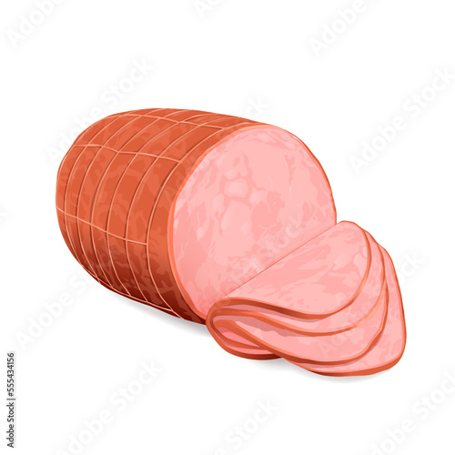 Illustration of ham on white background.