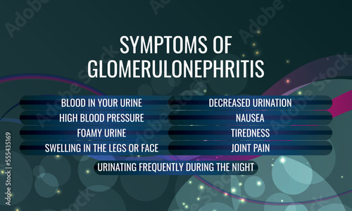 symptoms of Glomerulonephritis. Vector illustration for medical journal or brochure.
