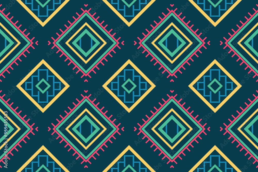 Ethnic pattern Philippine textile. traditional patterned carpets It is a pattern created by combining geometric shapes. Design for print. Using in the fashion industry.