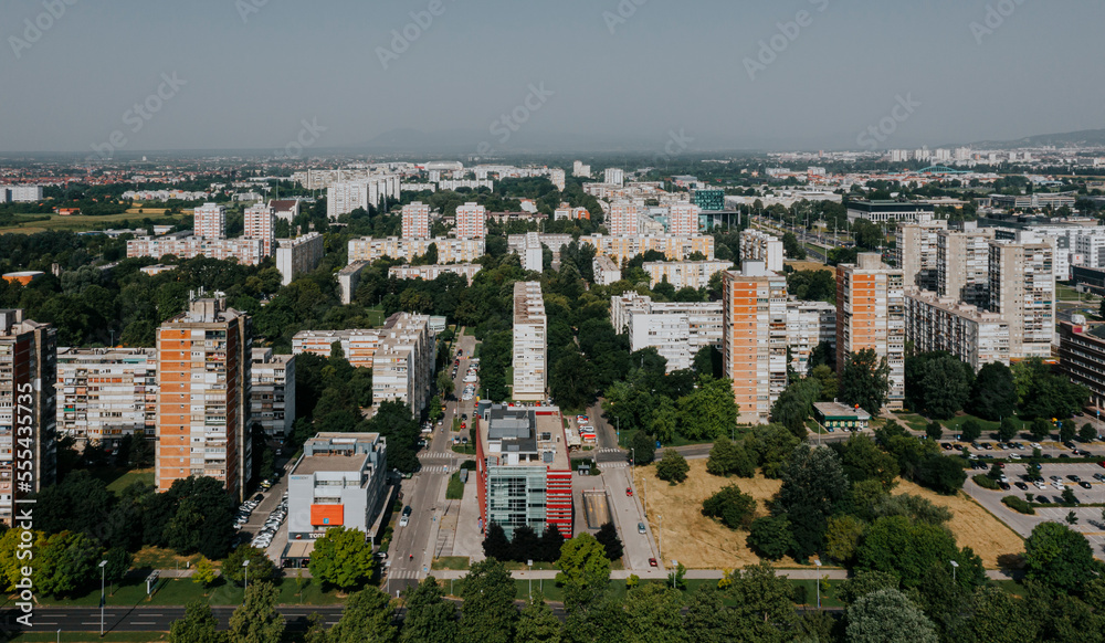 Aerial view of Zagreb white buildings 