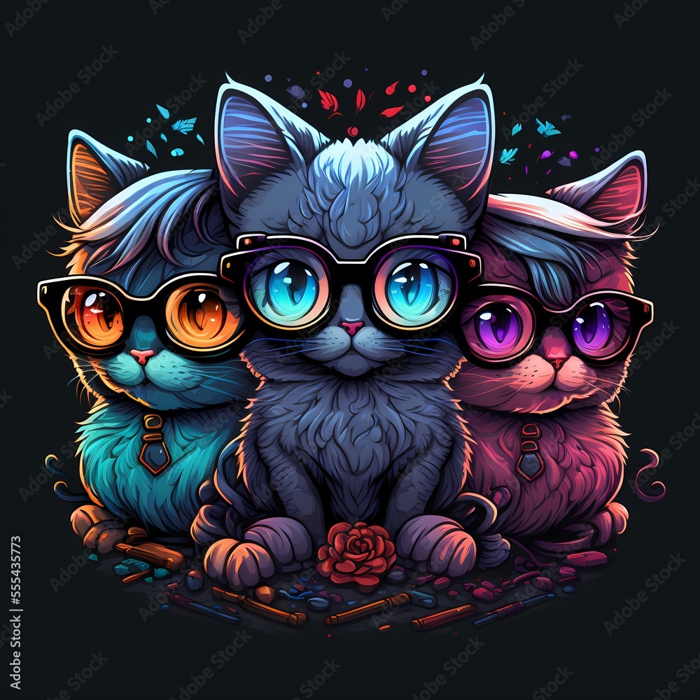Cartoon Cat cool with Eye glasses.3D Cartoon colorful illustration Animal graphics,Vintage and Restro Style Design, Custom Print design for all types of surfaces.High Quality and Clean Design Images. Cartoon Cat cool with Eye glasses.3D Cartoon colorful illustration Animal graphics,Vintage and Restro Style Design, Custom Print design for all types of surfaces.High Quality and Clean Design Images.