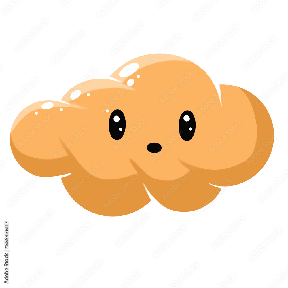 Fototapeta premium Cute pastel cloud illustration, kawaii cartoon sky clipart