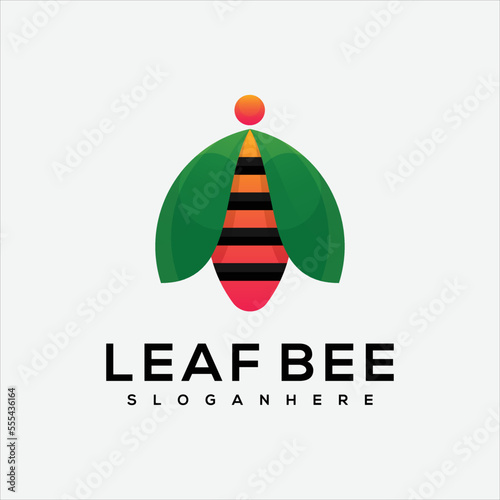 Leaf bee vector template logo design icon