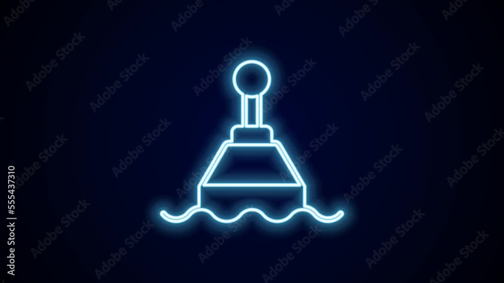 Glowing neon line Floating buoy on the sea icon isolated on black background. 4K Video motion graphic animation Glowing neon line Floating buoy on the sea icon isolated on black background. 4K Video motion graphic animation