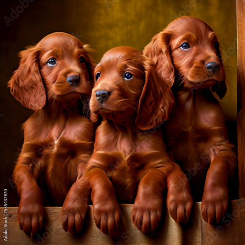 Obraz na płótnie Irish setter puppies generative art