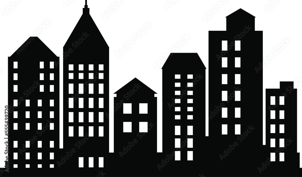 Building  illustrations of a silhouette of city structures in outlines beneath different developments are utilized in high-rise and low-rise outlines urban 