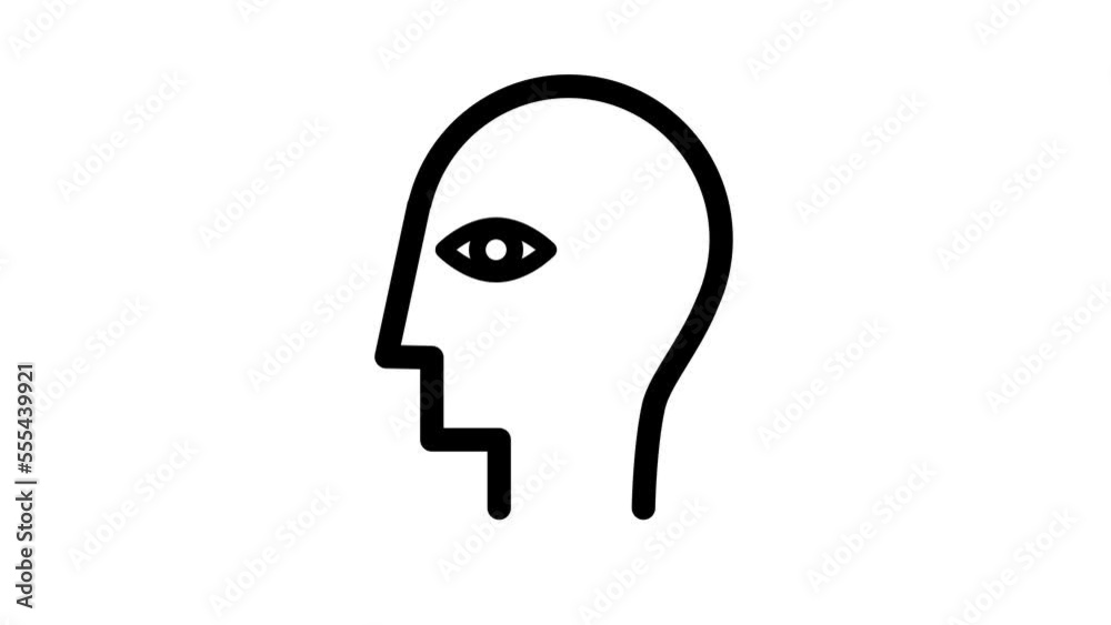 Human head concept icon animated for infographics, websites and media in outline design. Human head concept icon animated for infographics, websites and media in outline design.