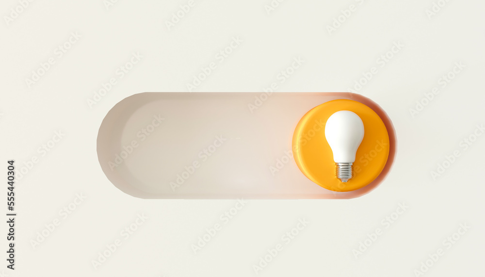 On and off toggle switch buttons. Concept idea light bulb icon, 3d ...