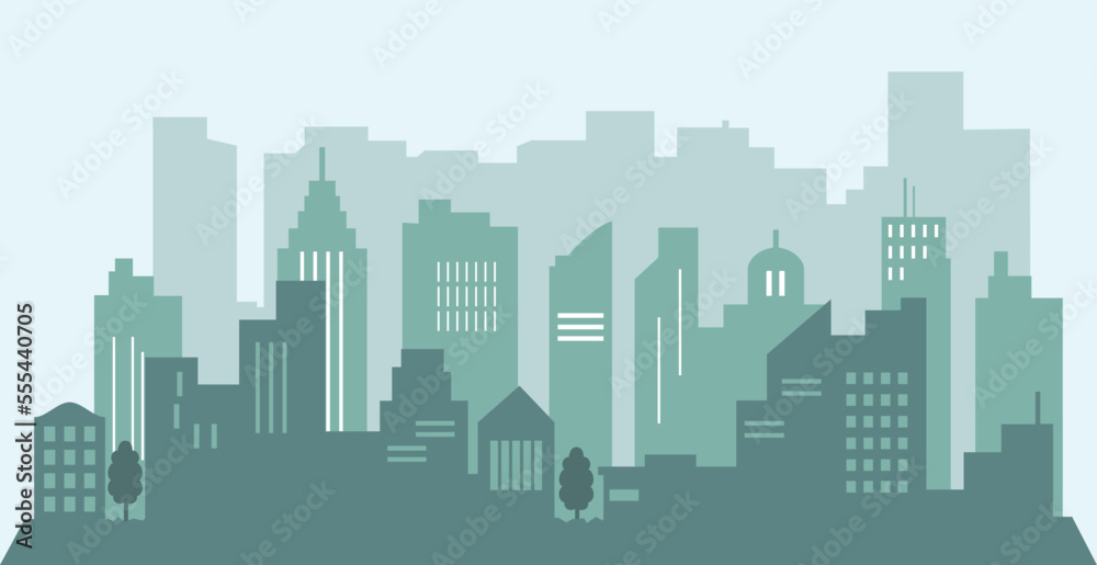 Modern city with skyscraper and old houses vector illustration