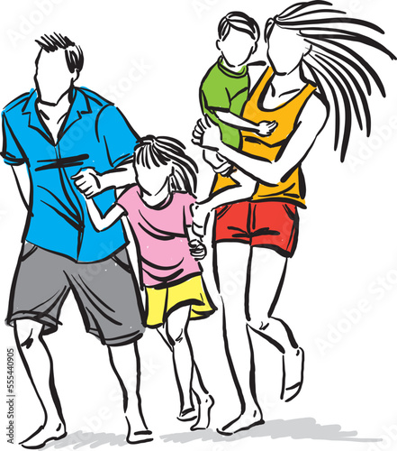 Wallpaper Mural happy family at the beach together vacation summer time vector illustration Torontodigital.ca