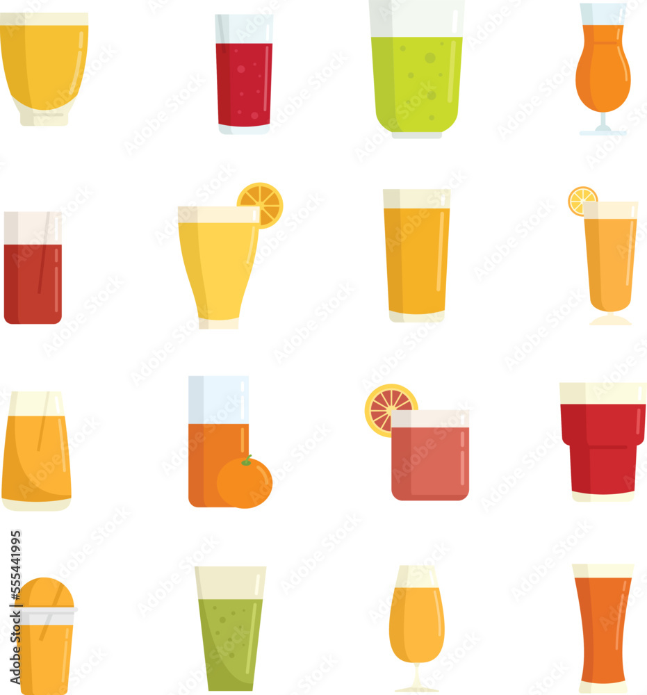 Fresh juice icons set. Flat set of fresh juice vector icons for web design isolated Fresh juice icons set. Flat set of fresh juice vector icons for web design isolated