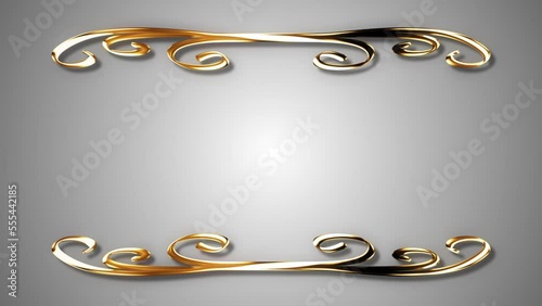 Golden Frame on Gray Background