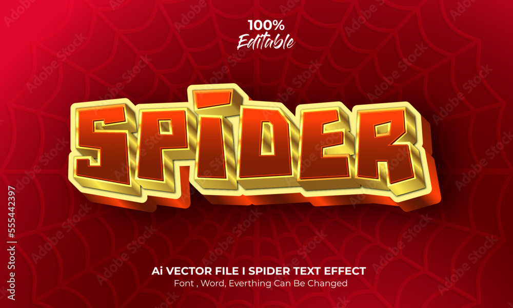 Spider 3D Text Effect Design Template Stock Vector | Adobe Stock