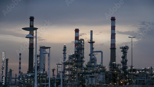 Big oil refinery at dawn