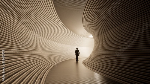 Wallpaper Mural Concept or conceptual dark tunnel with a bright light at the end or exit. 3d illustration as metaphor to success, faith, future or hope, a black silhouette of walking man to new opportunity or freedom Torontodigital.ca