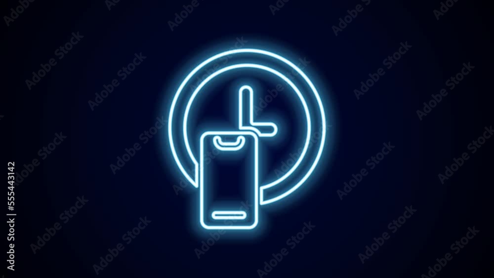 Glowing neon line Round the clock delivery icon isolated on black background. 4K Video motion graphic animation Glowing neon line Round the clock delivery icon isolated on black background. 4K Video motion graphic animation