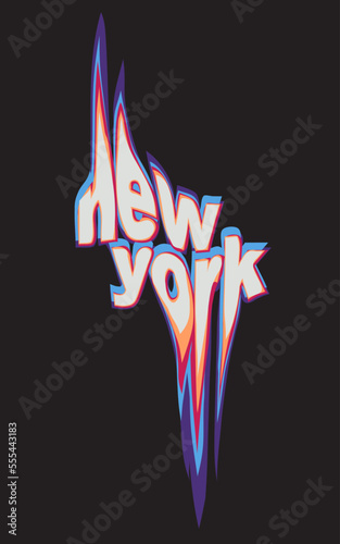 New York Typography Colourful Distortion Melt Text Effect Graphic design poster t shirt Print Vector