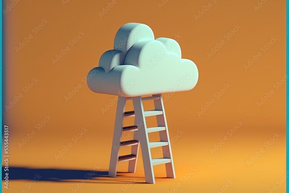 Digital illustration about cloud and ladder. Digital illustration about cloud and ladder.