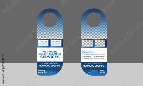 Window Cleaning service door hanger design template, hotel knob design. vector door hanger.
